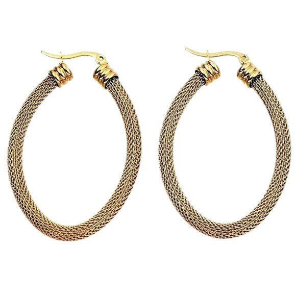 2 1/8 Inch 56mm Hoop Gold Tone Pierced Post Earrings - Picture 1 of 5